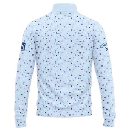 124th U.S. Open Pinehurst Light Blue Golf Purple Patern Background Callaway Quarter-Zip Jacket Style Classic