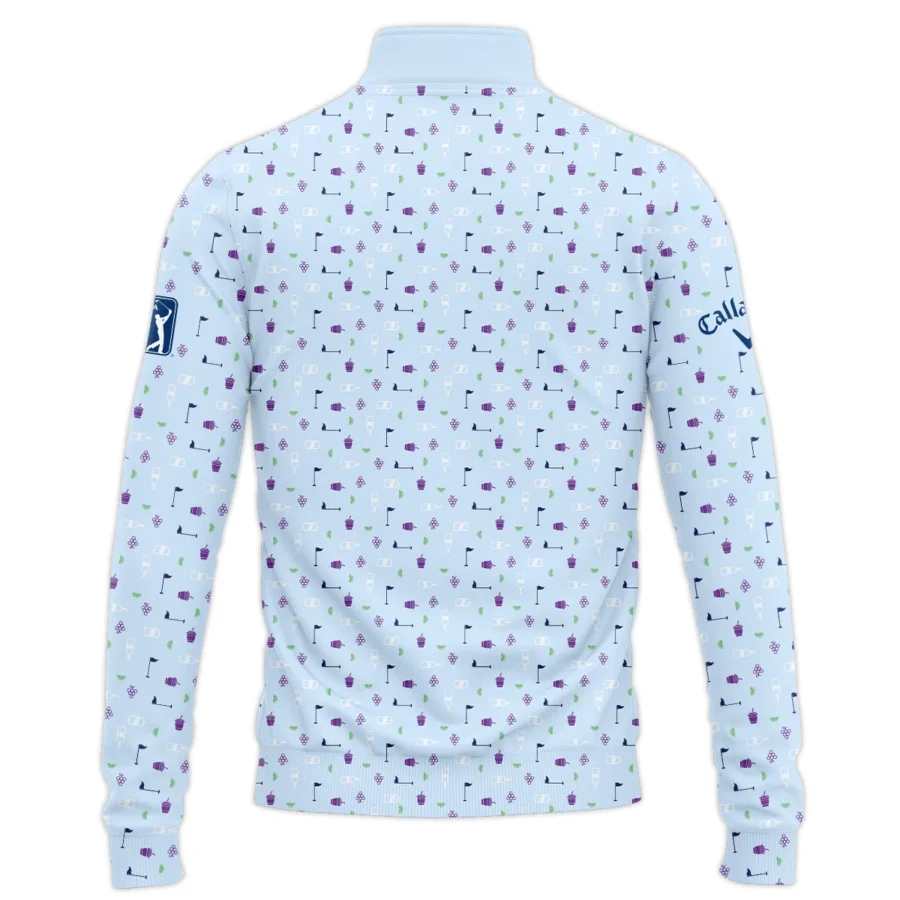 124th U.S. Open Pinehurst Light Blue Golf Purple Patern Background Callaway Quarter-Zip Jacket Style Classic