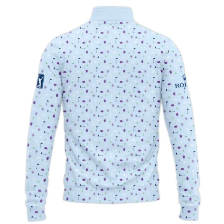 124th U.S. Open Pinehurst Light Blue Golf Purple Patern Background Rolex Quarter-Zip Jacket Style Classic