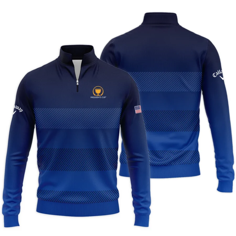 Dark Blue Gradient Line Pattern Background Presidents Cup Callaway Quarter-Zip Jacket Style Classic