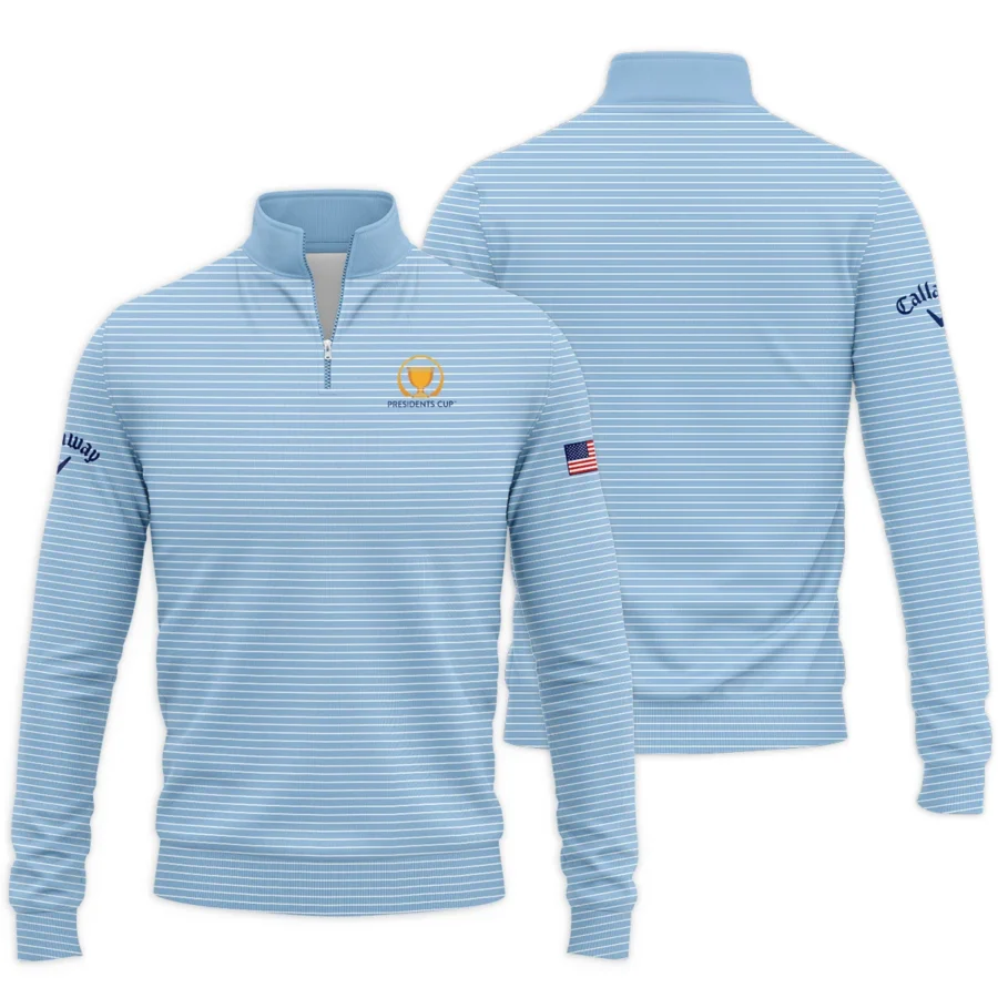 Presidents Cup Light Blue Line White Pattern Callaway Quarter-Zip Jacket Style Classic