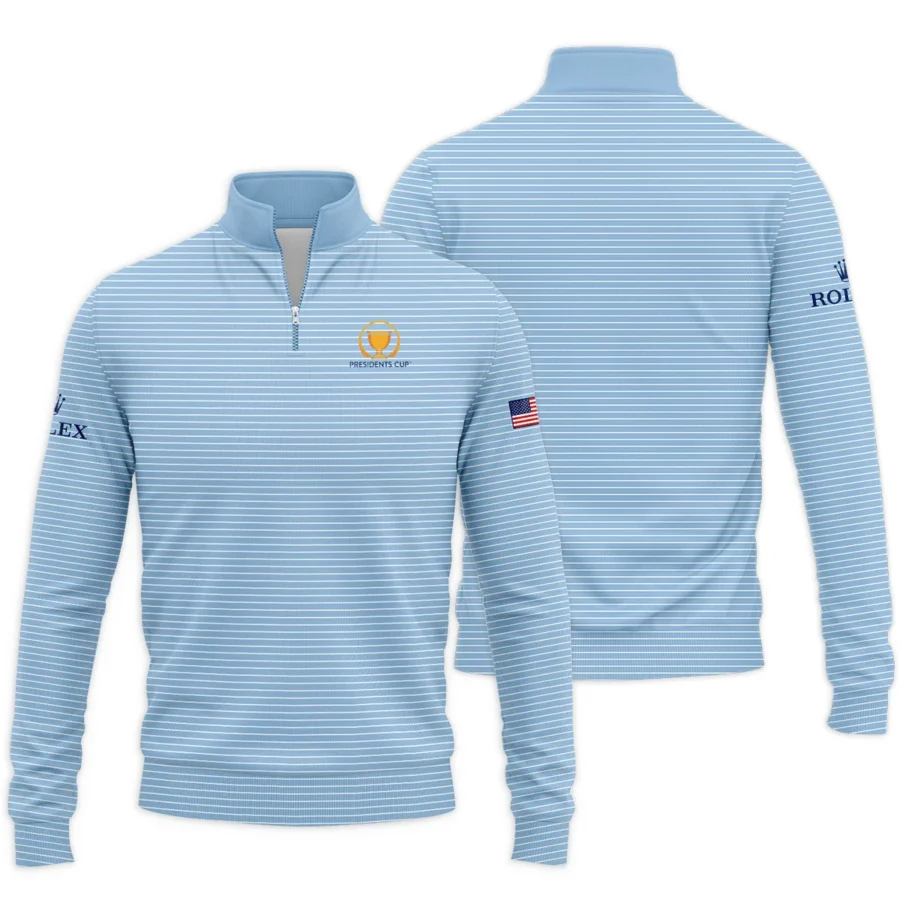 Presidents Cup Light Blue Line White Pattern Rolex Quarter-Zip Jacket Style Classic