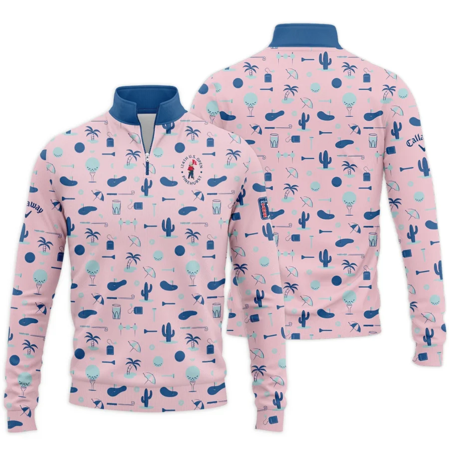 124th U.S. Open Pinehurst Golf Blue Pattern Pink Callaway Quarter-Zip Jacket Style Classic