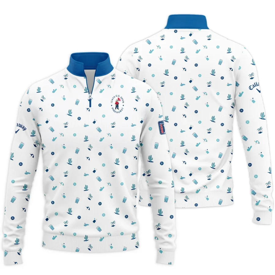 Blue Pattern Golf White Background 124th U.S. Open Pinehurst Callaway Quarter-Zip Jacket Style Classic