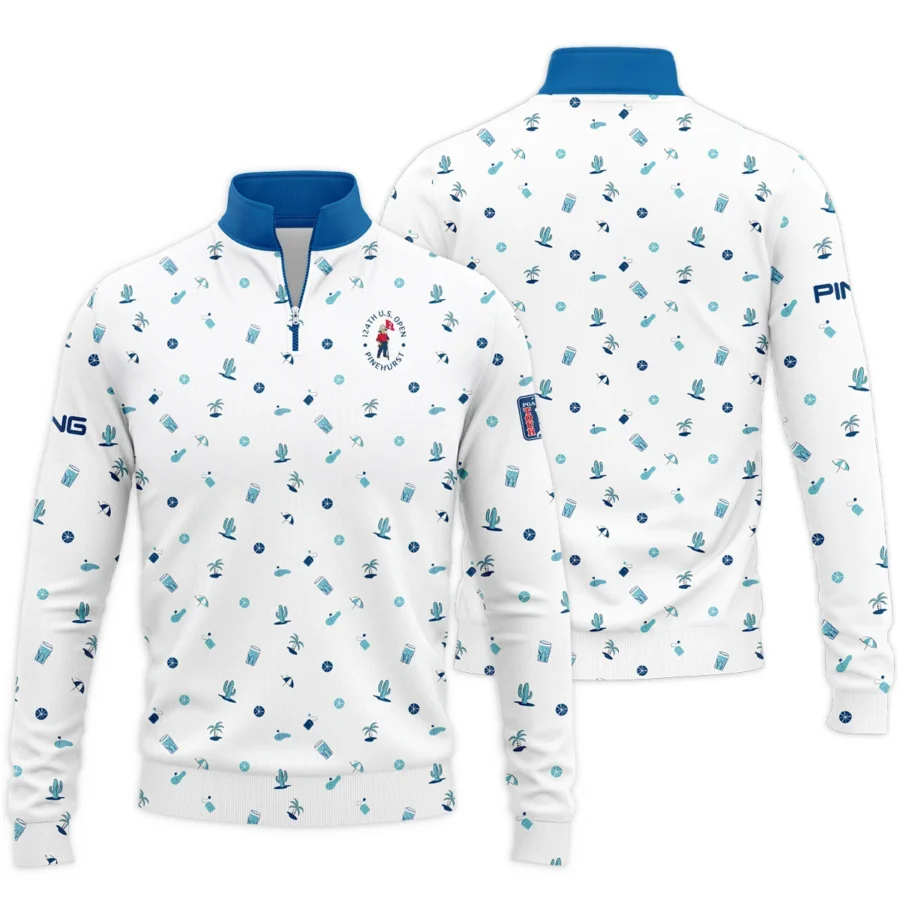 Blue Pattern Golf White Background 124th U.S. Open Pinehurst Ping Quarter-Zip Jacket Style Classic