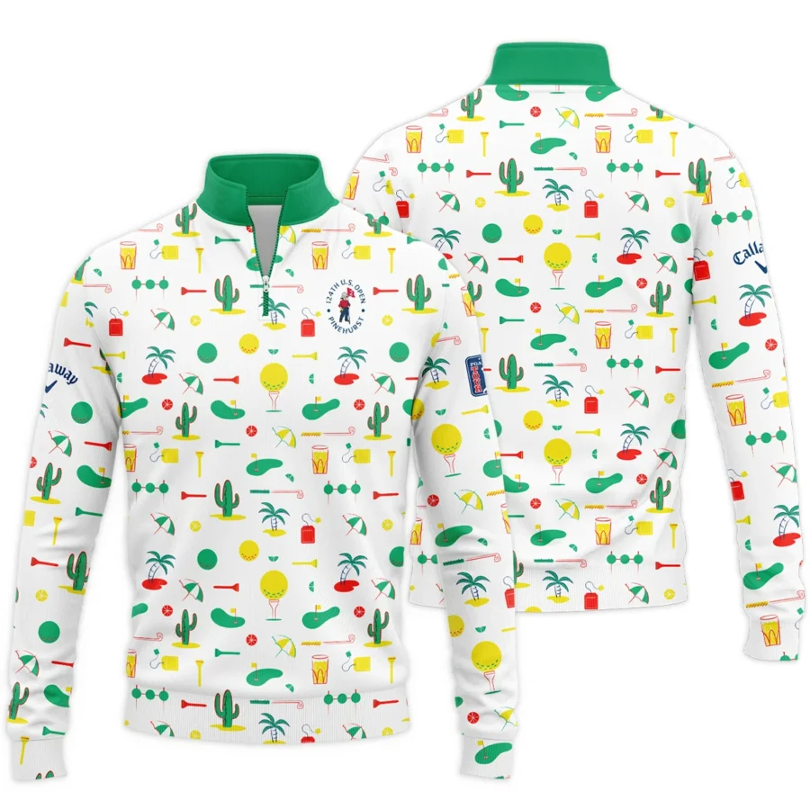 White Background Green Yellow Red Pattern Golf 124th U.S. Open Pinehurst Callaway Quarter-Zip Jacket Style Classic