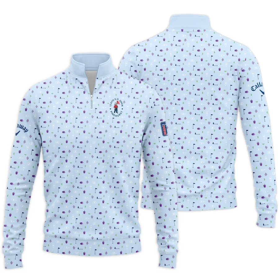 124th U.S. Open Pinehurst Light Blue Golf Purple Patern Background Callaway Quarter-Zip Jacket Style Classic