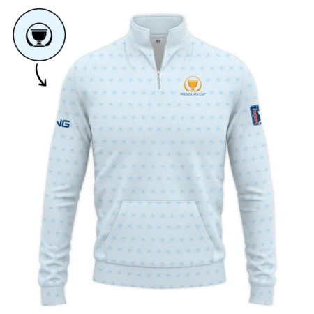 Presidents Cup Light Blue Golf Purple Patern Background Ping Quarter Zip Sweatshirt Style Classic