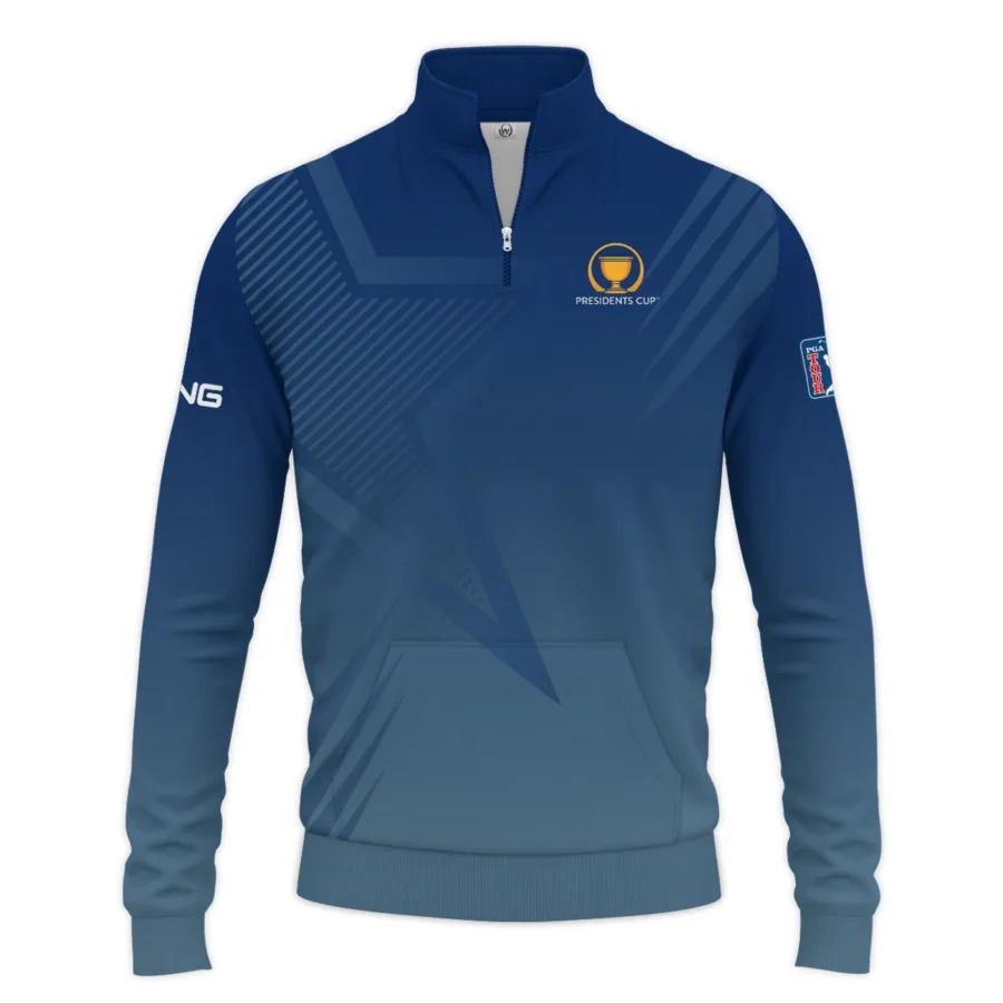 Presidents Cup Dark Blue Star Gradient Background Ping Quarter Zip Sweatshirt Style Classic