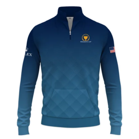 Presidents Cup Dark Blue Abstract Background With Sport Pattern Rolex Quarter Zip Sweatshirt Style Classic