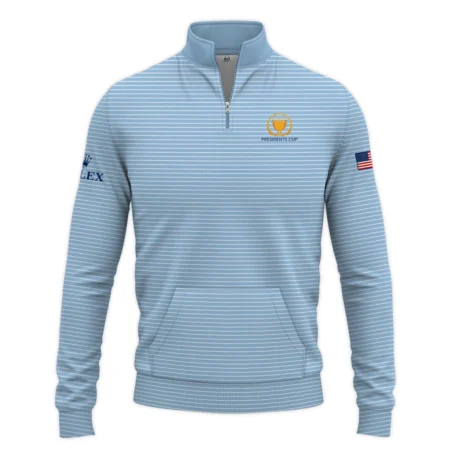 Presidents Cup Light Blue Line White Pattern Rolex Quarter Zip Sweatshirt Style Classic