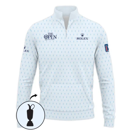 Golf Sport Light Blue Pattern Cup 152nd Open Championship Rolex Performance Quarter Zip Sweatshirt With Pockets All Over Prints QTTOP160624A01ROXQZS