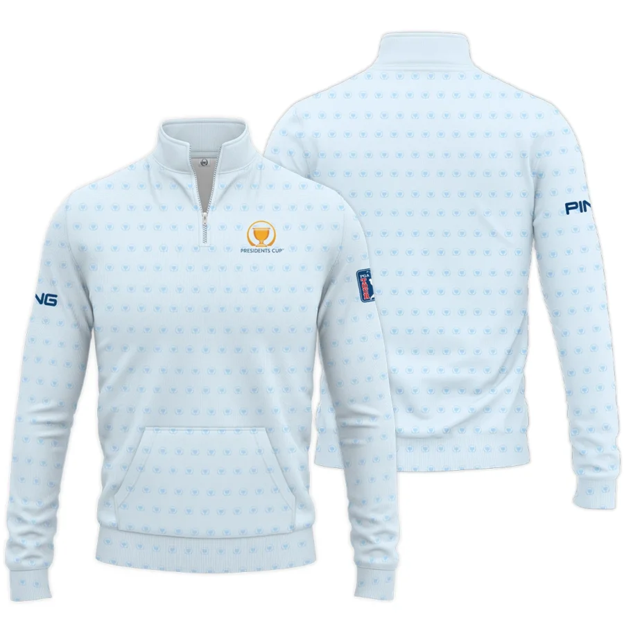 Presidents Cup Light Blue Golf Purple Patern Background Ping Quarter Zip Sweatshirt Style Classic