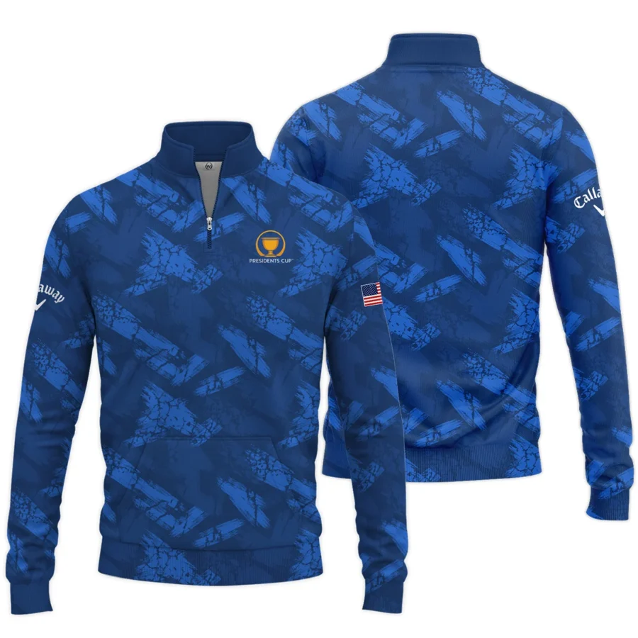 Presidents Cup Dark Blue Grunge Pattern Background Callaway Quarter Zip Sweatshirt Style Classic