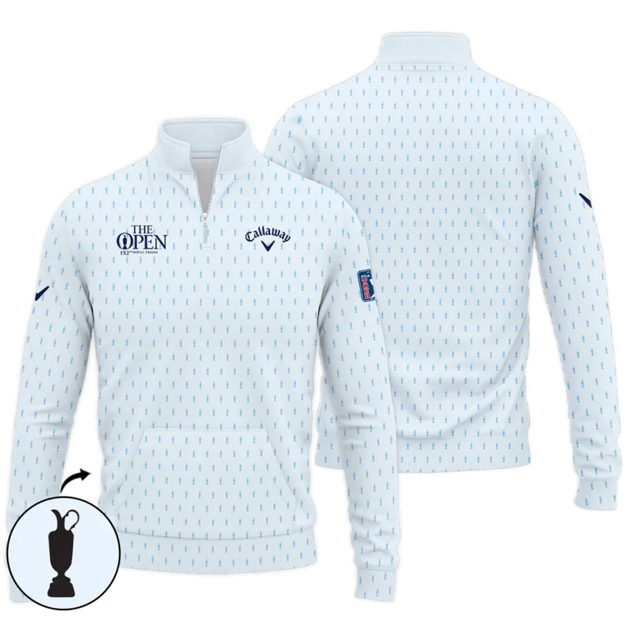 Golf Sport Light Blue Pattern Cup 152nd Open Championship Callaway Performance Quarter Zip Sweatshirt With Pockets All Over Prints QTTOP160624A01CLWQZS