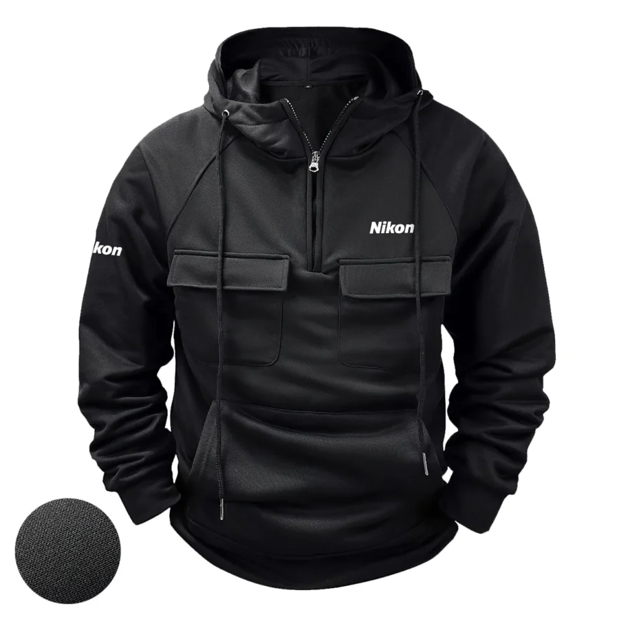 Special Release Nature Photography x Nikon Brand Tactical Quarter Zip Hoodie BLNP170724A1NK - Black