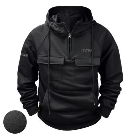 Special Release Nature Photography x Vivitar Brand Tactical Quarter Zip Hoodie BLNP170724A1VVT - Black