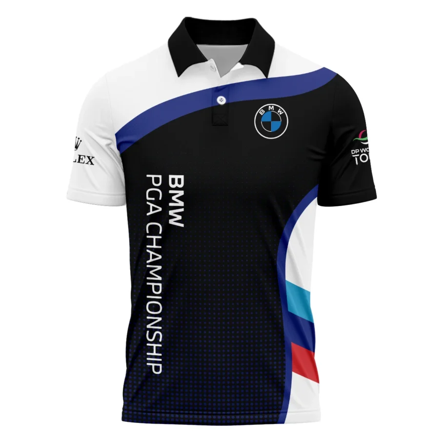 Polo Shirt Rolex BMW PGA Championship Black Background Halftone Blue Red HOBMW110724A01ROXPL