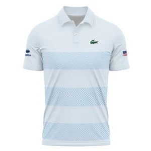 US Open Tennis Light Blue Background Line Lacoste Zipper Polo Shirt Style Classic