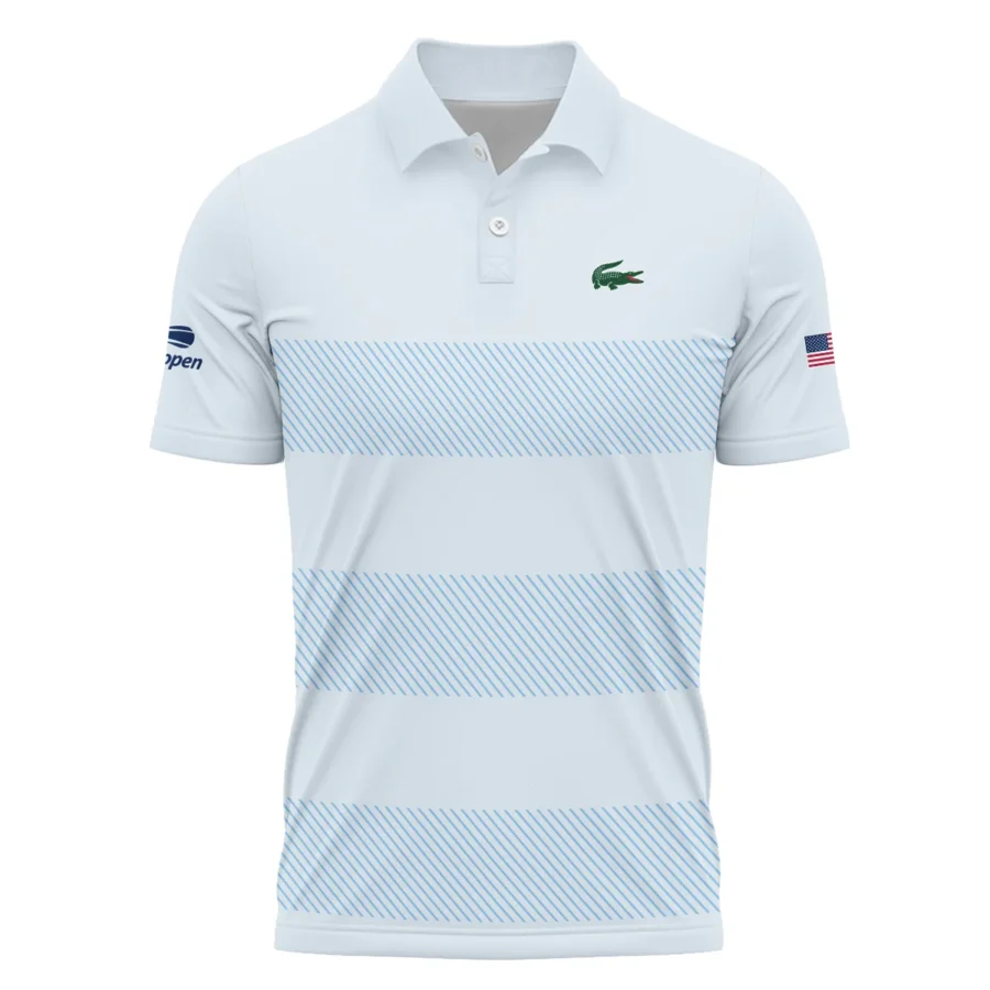 US Open Tennis Light Blue Background Line Lacoste Polo Shirt Style Classic