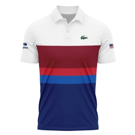 Lacoste US Open Tennis White Blue Red Pattern Polo Shirt Style Classic