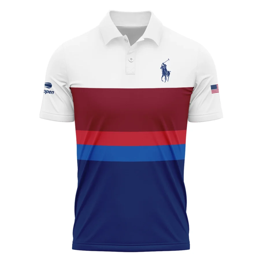 Ralph Lauren US Open Tennis White Blue Red Pattern Polo Shirt Style Classic