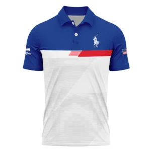 Ralph Lauren US Open Tennis Blue Red White Line Pattern Zipper Polo Shirt Style Classic