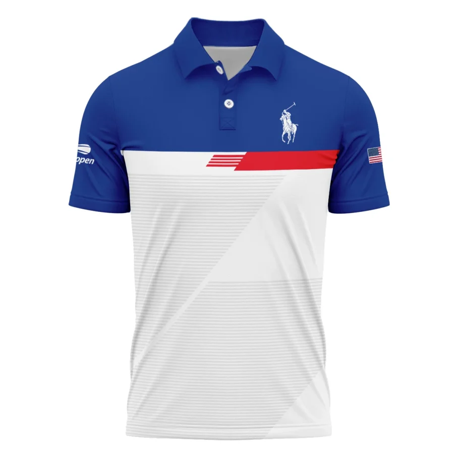 Ralph Lauren US Open Tennis Blue Red White Line Pattern Polo Shirt Style Classic