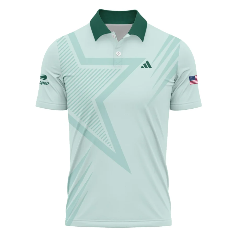 US Open Tennis Adidas Green Pastel Background Star Line Pattern Polo Shirt Style Classic