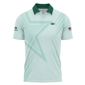 US Open Tennis Lacoste Green Pastel Background Star Line Pattern Zipper Polo Shirt Style Classic