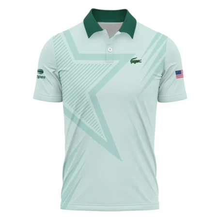 US Open Tennis Lacoste Green Pastel Background Star Line Pattern Polo Shirt Style Classic