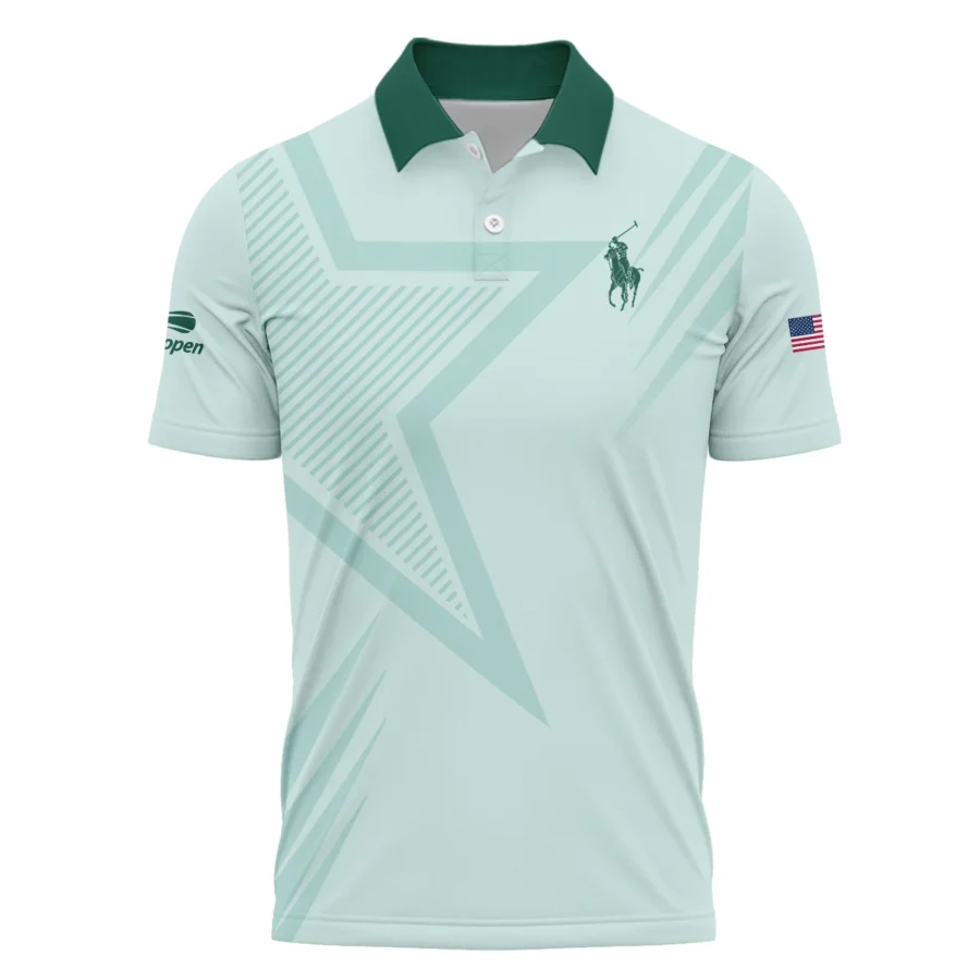 US Open Tennis Ralph Lauren Green Pastel Background Star Line Pattern Polo Shirt Style Classic