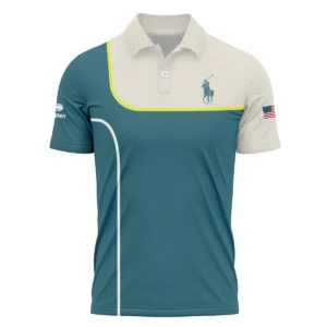 Very Dark Desaturated Cyan Yellow Line US Open Tennis Lacoste Performance T-Shirt Style Classic