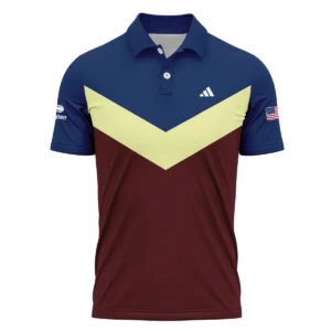 Adidas US Open Tennis Blue Red Yellow Background Zipper Polo Shirt Style Classic