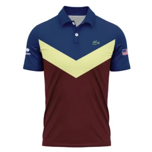 Lacoste US Open Tennis Blue Red Yellow Background Zipper Polo Shirt Style Classic