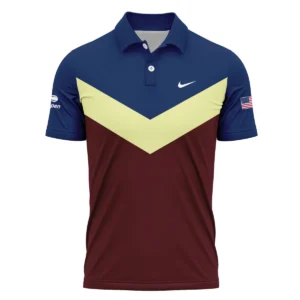 Nike US Open Tennis Blue Red Yellow Background Zipper Polo Shirt Style Classic