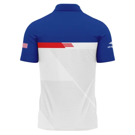 Lacoste US Open Tennis Blue Red White Line Pattern Polo Shirt Style Classic