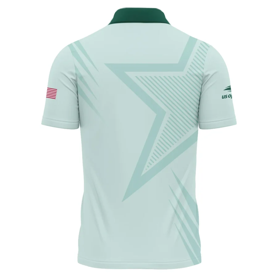 US Open Tennis Adidas Green Pastel Background Star Line Pattern Zipper Polo Shirt Style Classic