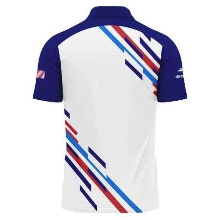 US Open Tennis Adidas White Blue Red Line Color Background Polo Shirt Style Classic