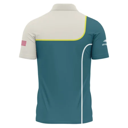 Very Dark Desaturated Cyan Yellow Line US Open Tennis Under Armour Polo Shirt Style Classic