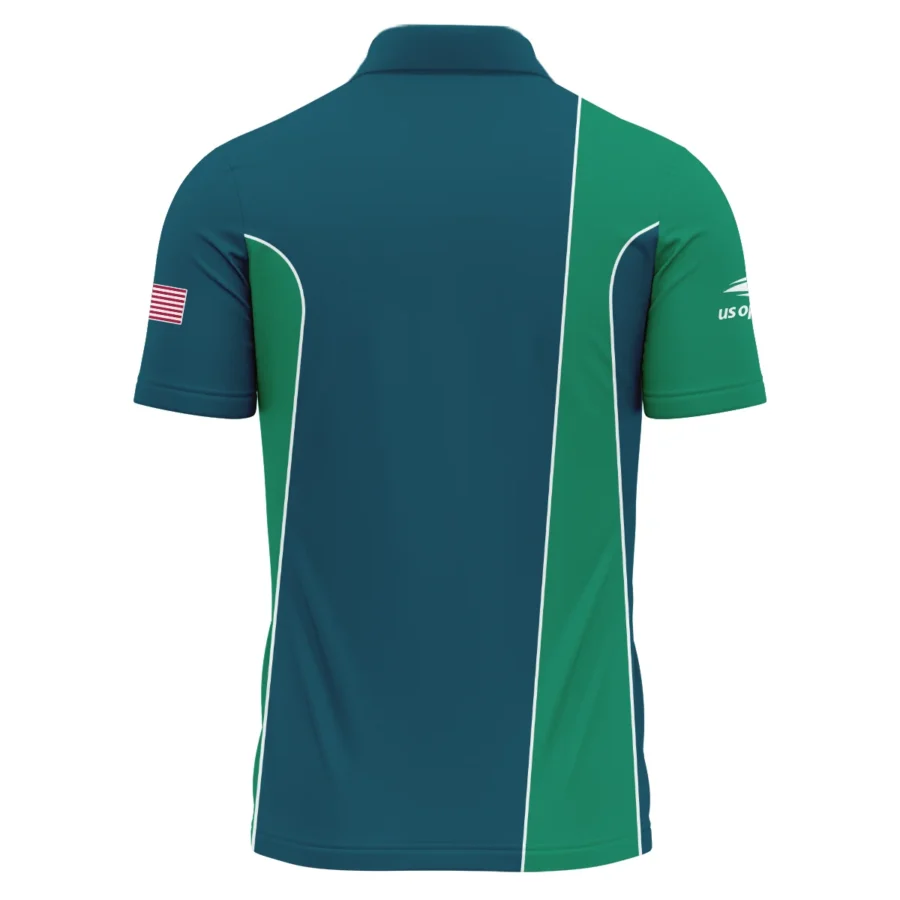 Very Dark Cyan Green Background US Open Tennis Under Armour Zipper Polo Shirt Style Classic