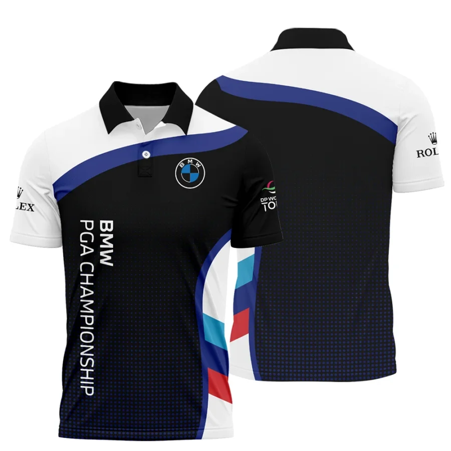 Polo Shirt Rolex BMW PGA Championship Black Background Halftone Blue Red HOBMW110724A01ROXPL