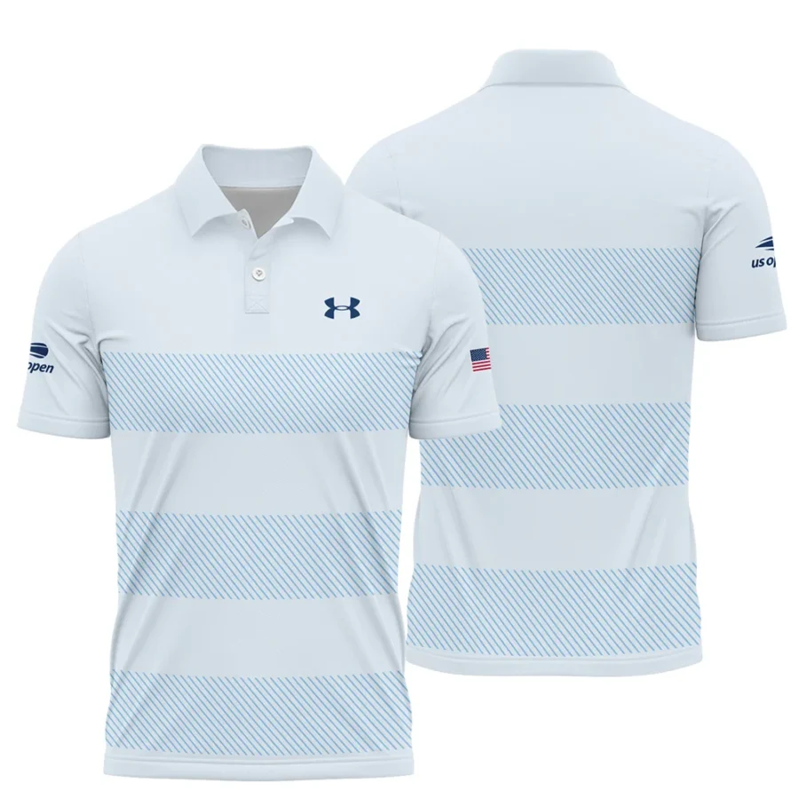 US Open Tennis Light Blue Background Line Under Armour Polo Shirt Style Classic