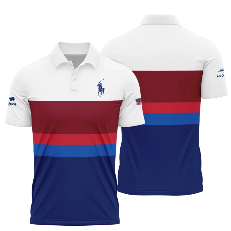 Ralph Lauren US Open Tennis White Blue Red Pattern Polo Shirt Style Classic