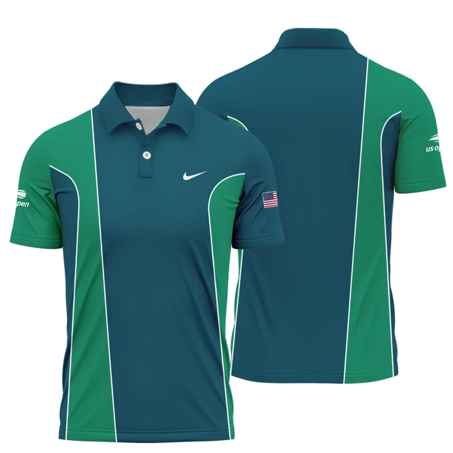 Very Dark Cyan Green Background US Open Tennis Nike Polo Shirt Style Classic