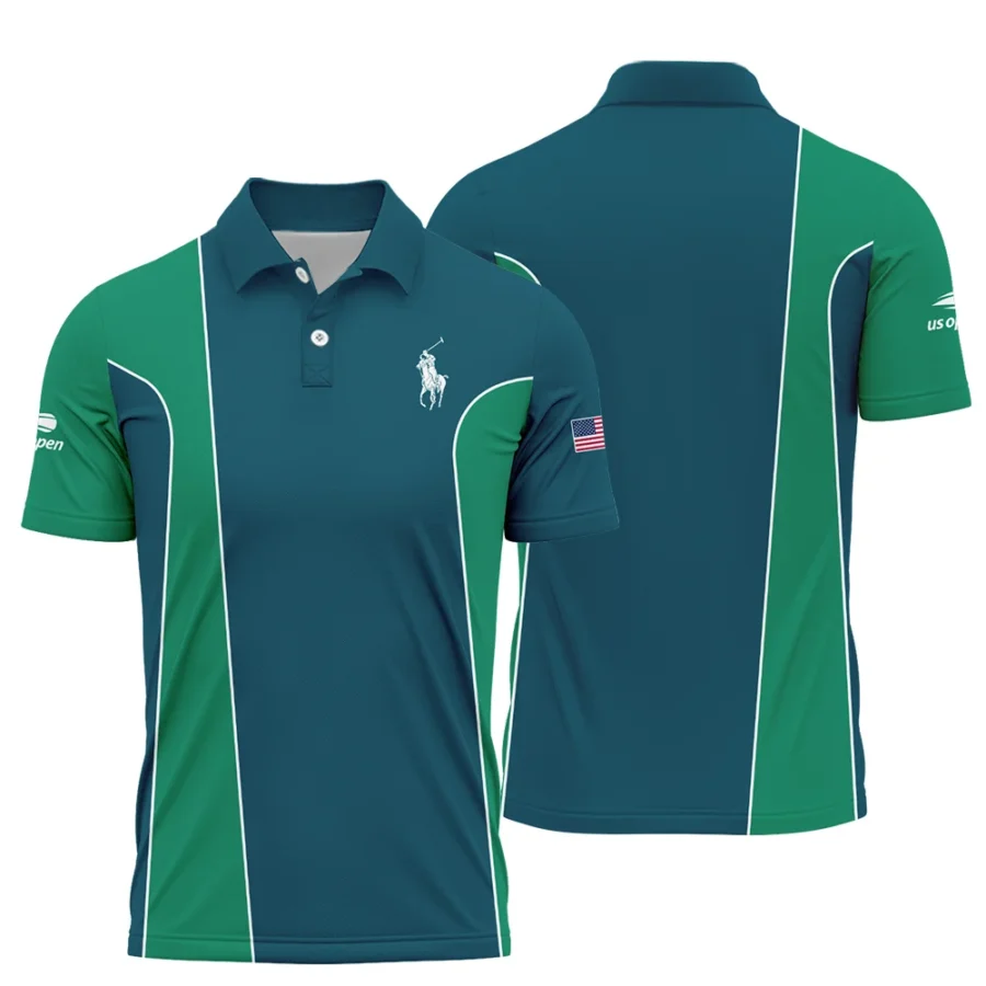 Very Dark Cyan Green Background US Open Tennis Ralph Lauren Polo Shirt Style Classic