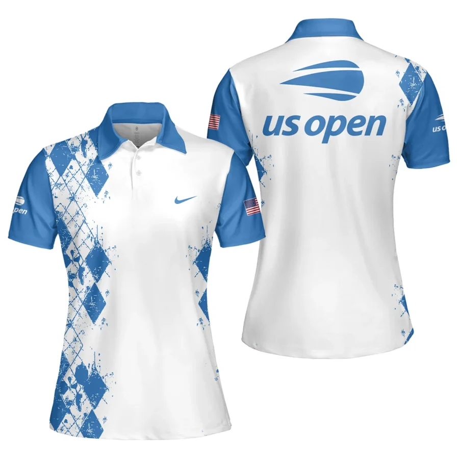 Blue Color Sport Tennis Nike US Open Tennis Short Polo Shirt All Over Prints QTUSTM26724A3NKPL