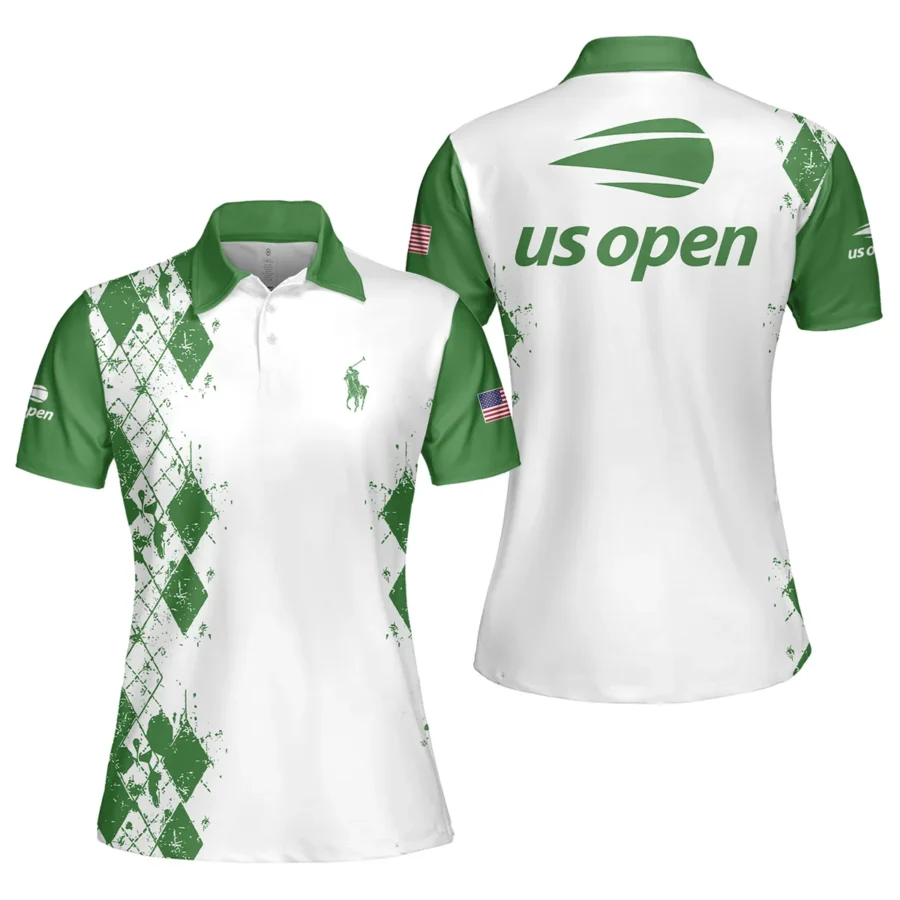 Green Color Sport Tennis Ralph Lauren US Open Tennis Short Polo Shirt All Over Prints QTUSTM26724A3RLPL