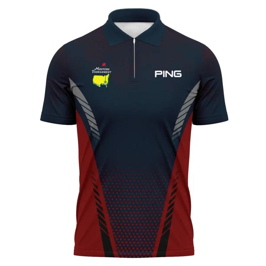 Collab Release Dark Blue Red Ping Masters Tournament Zipper Polo Shirt All Over Prints BLMT220724A2PIZPL