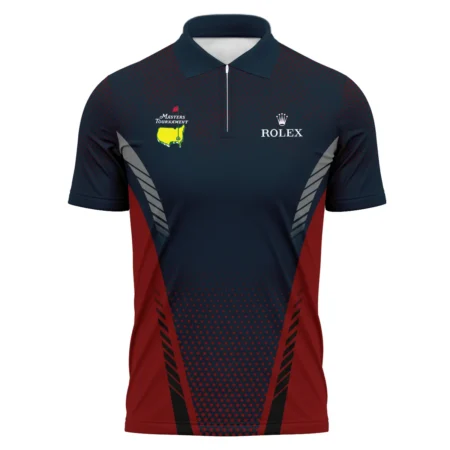 Collab Release Dark Blue Red Rolex Masters Tournament Zipper Polo Shirt All Over Prints BLMT220724A2ROXZPL